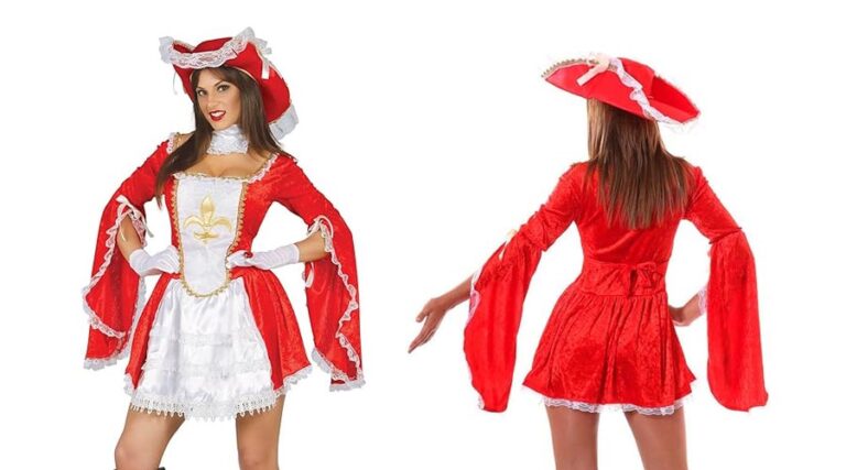 (FIESTAS GUIRCA) Deguisement Mousquetaire Femme rouge